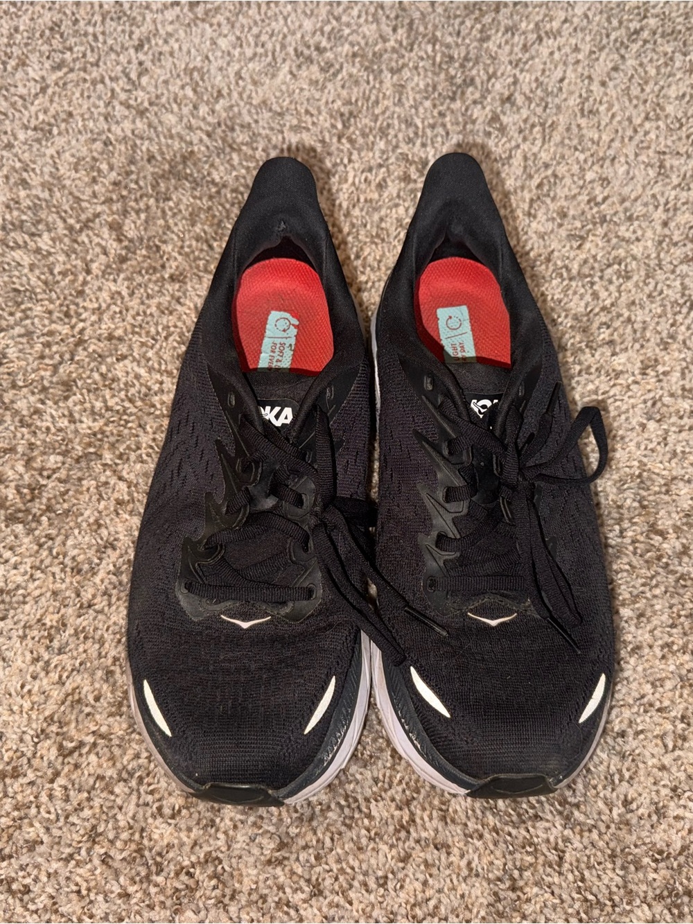 Hoka Women's Black Running Sneakers with Red Insoles